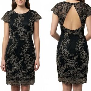 She + Sky open back cap sleeve lace embroidered dress